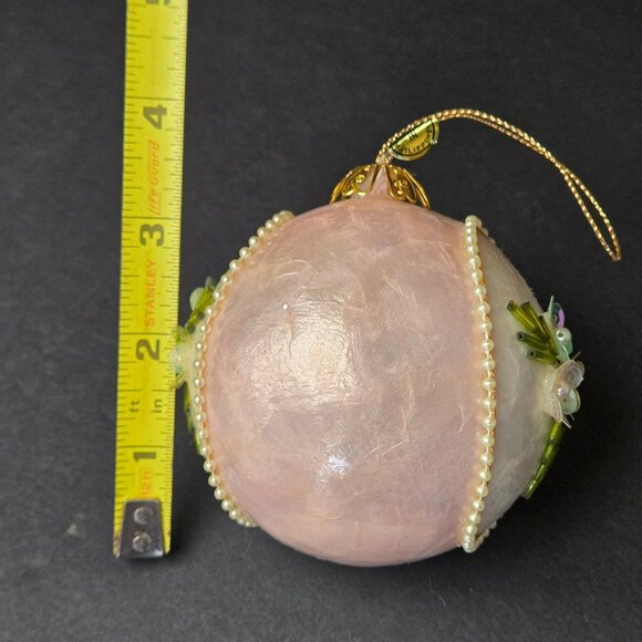 Kurt Adler Pink Capiz Pearl Beaded Christmas Ornament Handmade Philippines 3" - Picture 6 of 7